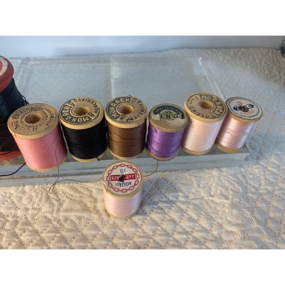 Vintage Sewing Thread wood spool Set of 8 #13 - Picture 3 of 7